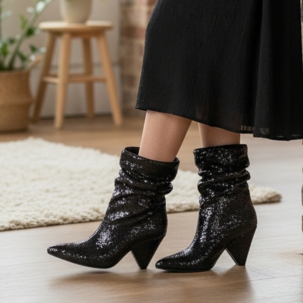 Guess black sequin Slouchy booties size 7.5